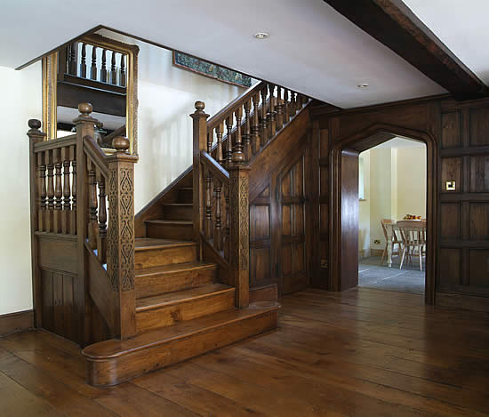 carved oak staircase